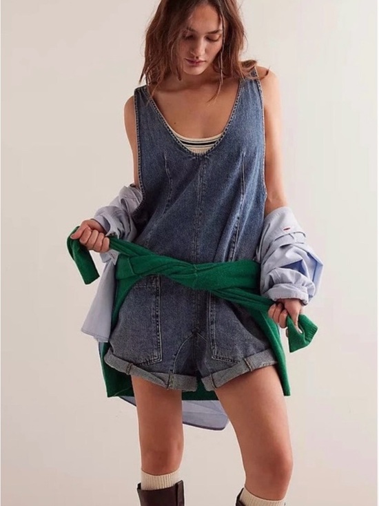 Free People Denim - We The Free High Roller Denim Shortall in Zaza Blue Large
